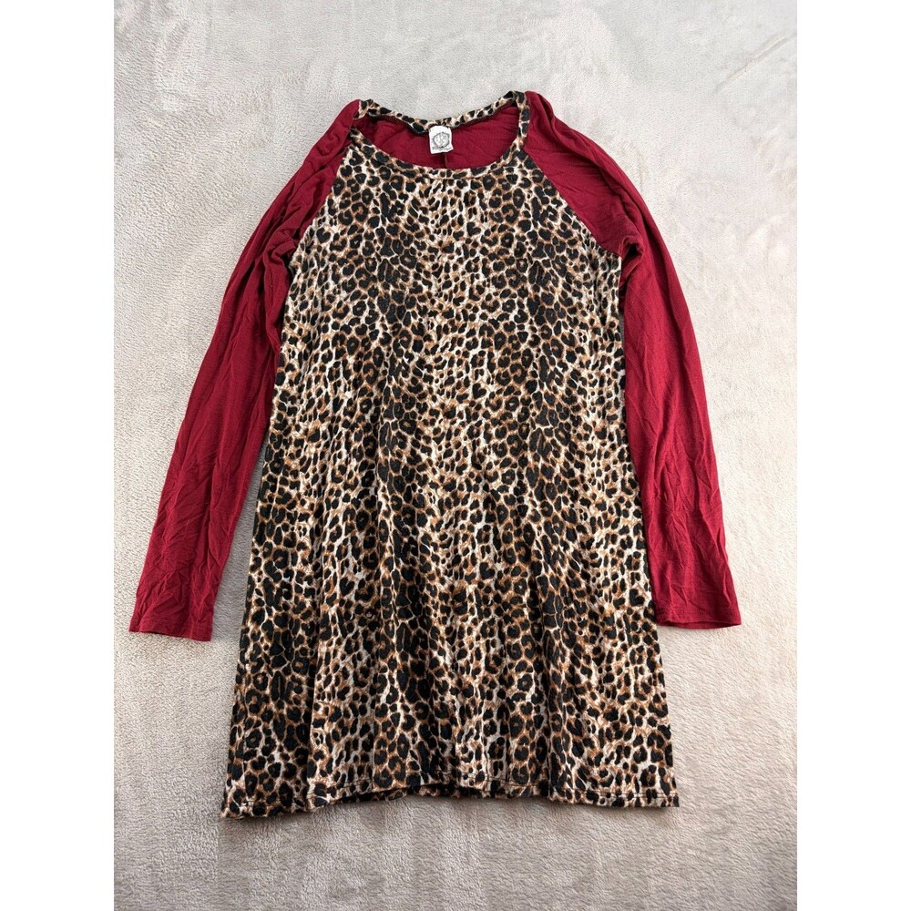 Sun Moon Tee Top Womens Medium Animal Print Round Neck Long Sleeve Casual
